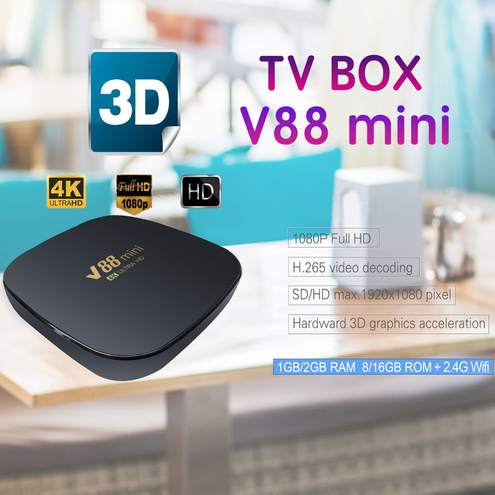 V88 Mini Smart Media Player 8K H.265 2.4G WiFi Android 7.1 Set Top Box Allwinner H3 Quad Core TV Box (1 8G) V88 Mini Smart Media Player 8K H.265 2.4G WiFi Android 7.1 Set Top Box Allwinner H3 Quad Core TV Box (1 8G)
